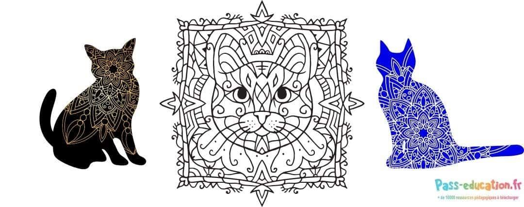 Coloriage Mandalas Félines à imprimer et colorier