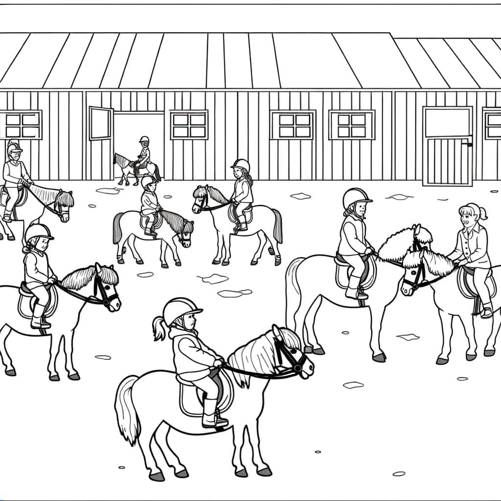 Coloriage Centre équestre à imprimer et colorier