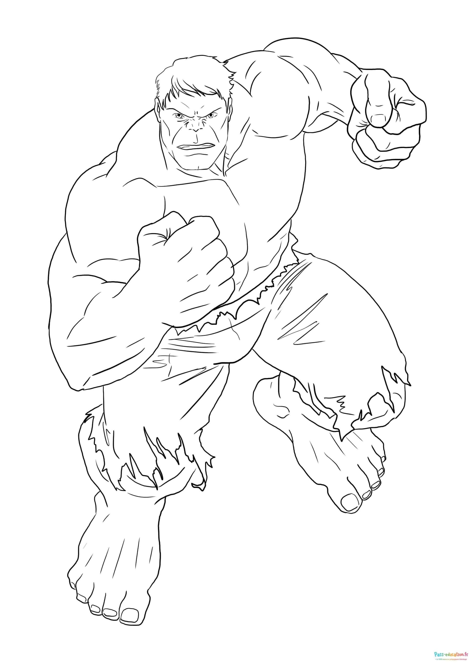 Coloriage Hulk prêt au combat à imprimer et colorier