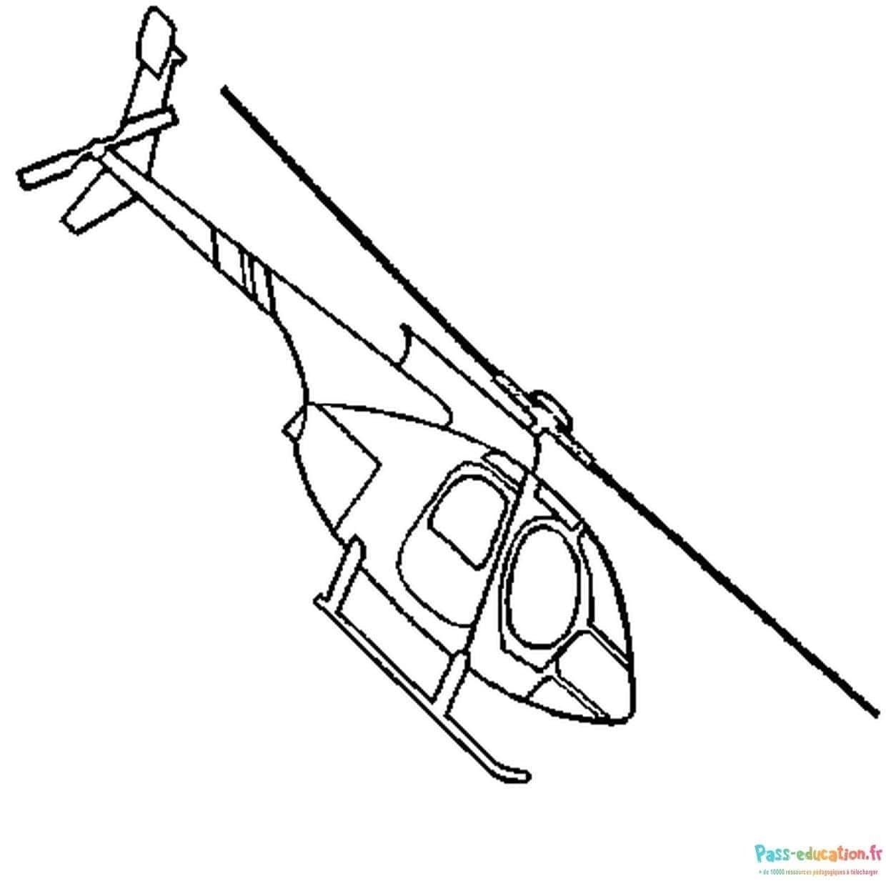 Coloriage Hélicoptère en vol à imprimer et colorier