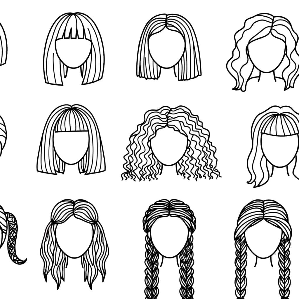 Coloriage Styles de coiffures à imprimer et colorier