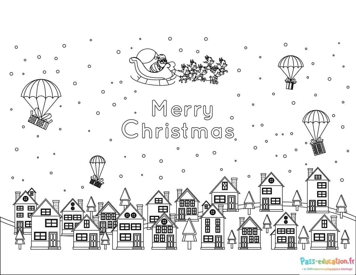Coloriage Noël en ville à imprimer et colorier
