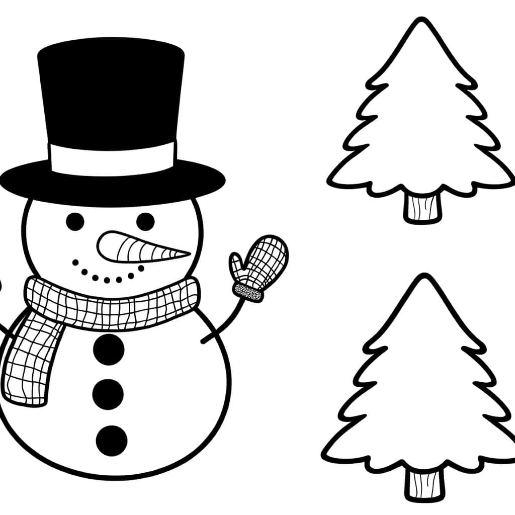 Coloriage Bonhomme de neige à imprimer et colorier