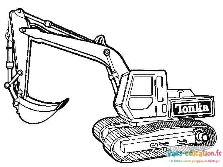 Coloriage Excavatrice Tonka à imprimer et colorier