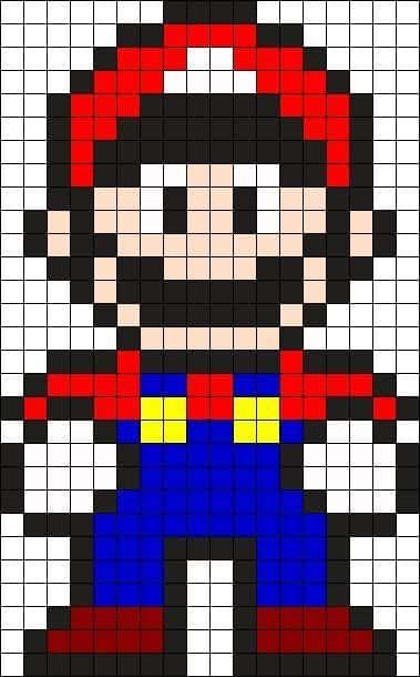 Coloriage Mario pixel à imprimer et colorier