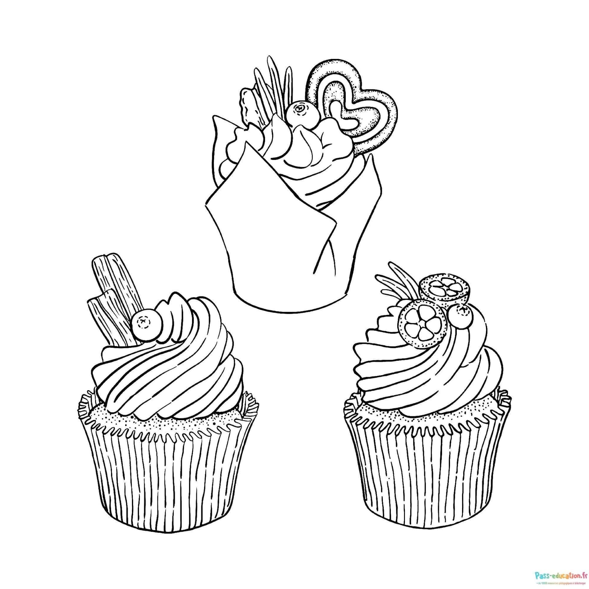 Coloriage Cupcakes fantaisie à imprimer et colorier