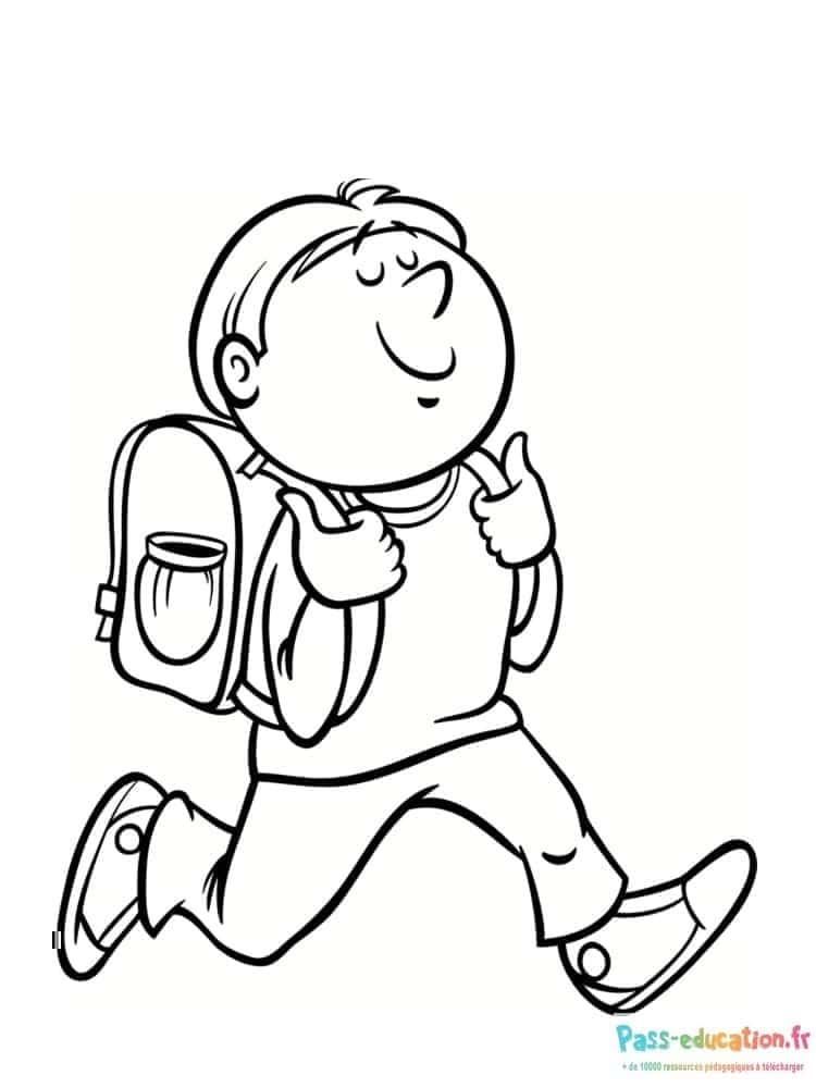 Coloriage Écolier heureux à imprimer et colorier