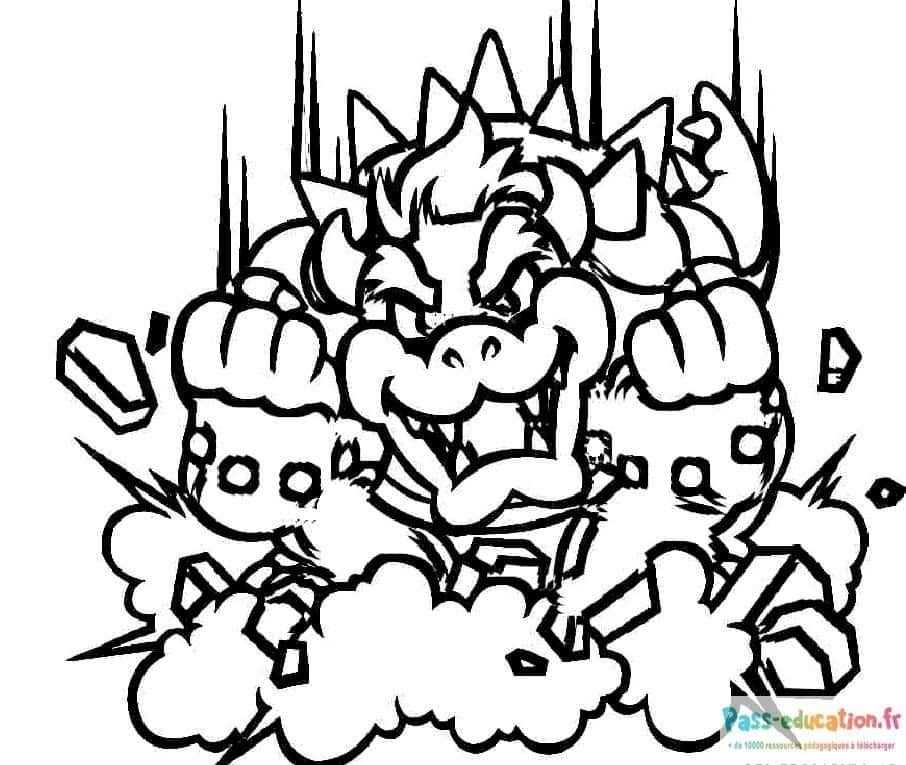 Coloriage Bowser en action à imprimer et colorier