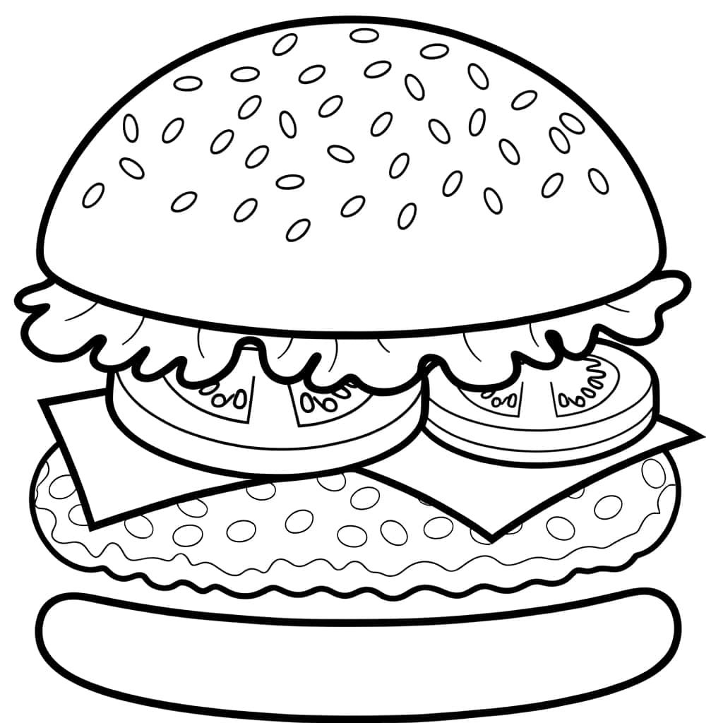 Coloriage Burger dessiné à imprimer et colorier