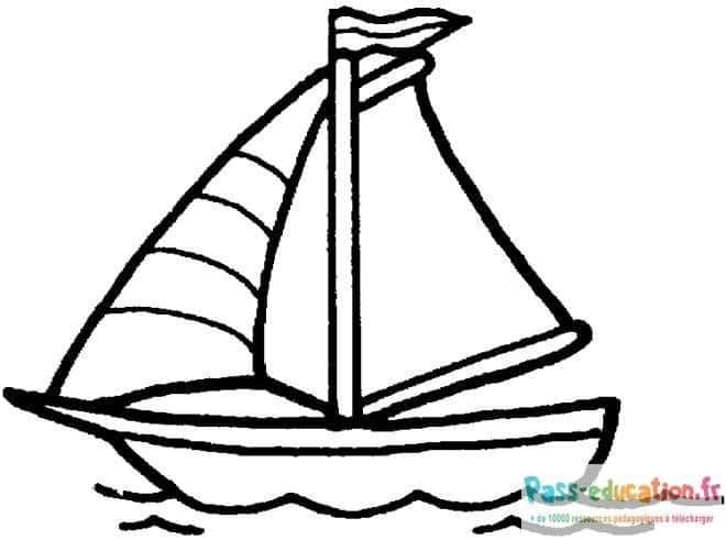 Coloriage Voilier en mer à imprimer et colorier