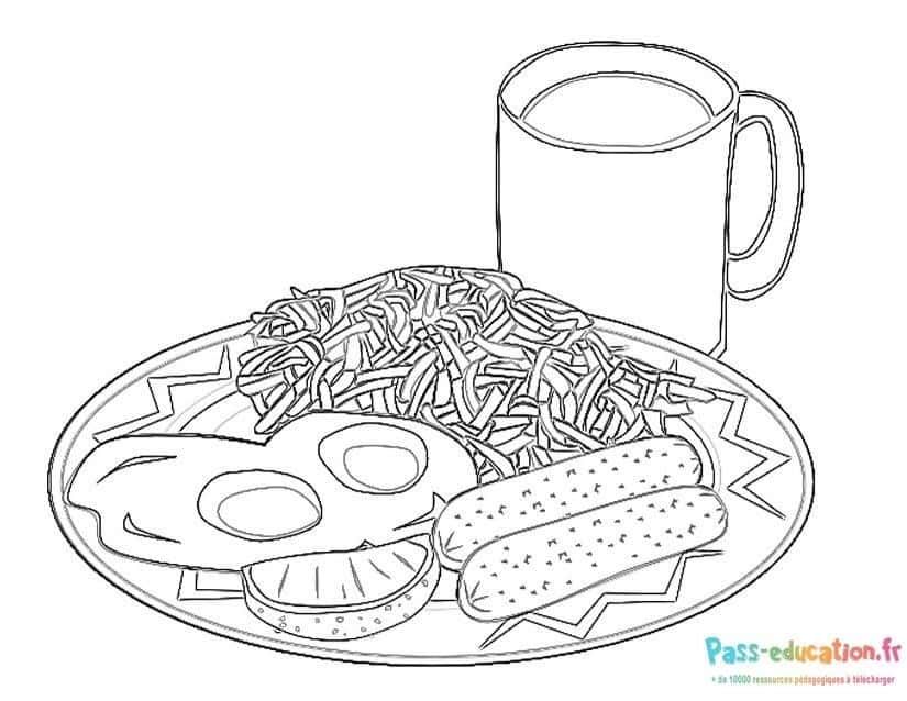 Coloriage Plat et boisson à imprimer et colorier