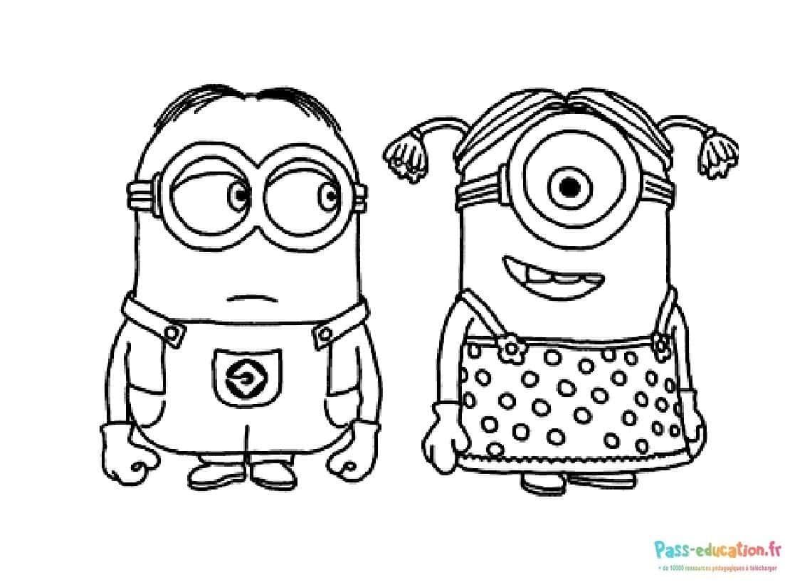 Coloriage Minions complices à imprimer et colorier