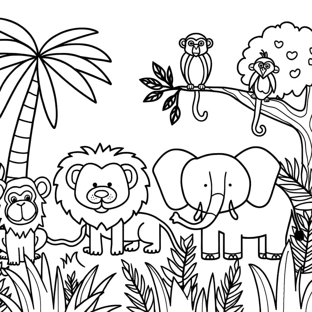 Coloriage Animaux de la jungle à imprimer et colorier