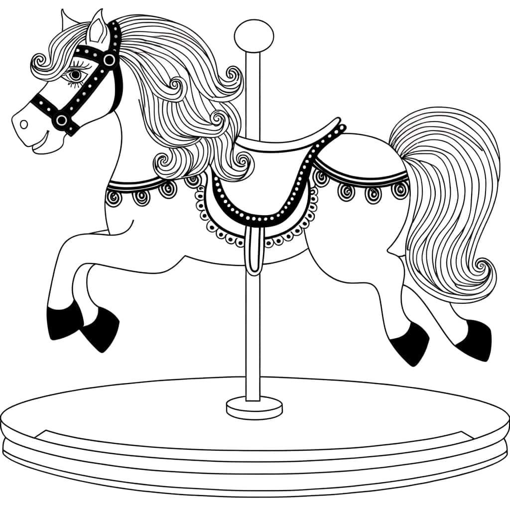 Coloriage Cheval de carrousel à imprimer et colorier