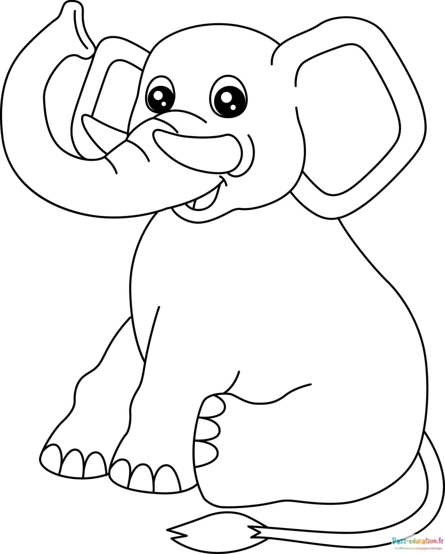 Coloriage Éléphant joyeux à imprimer et colorier