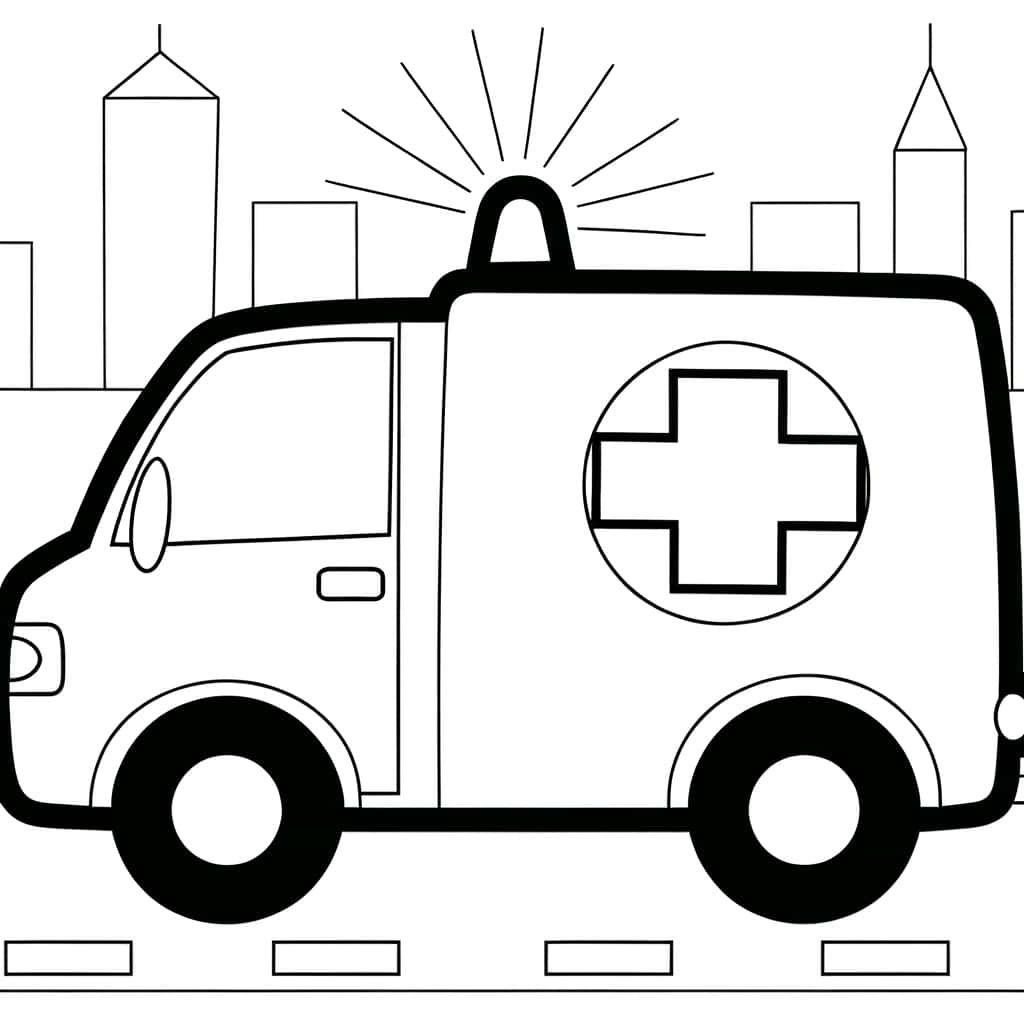 Coloriage Ambulance à imprimer et colorier