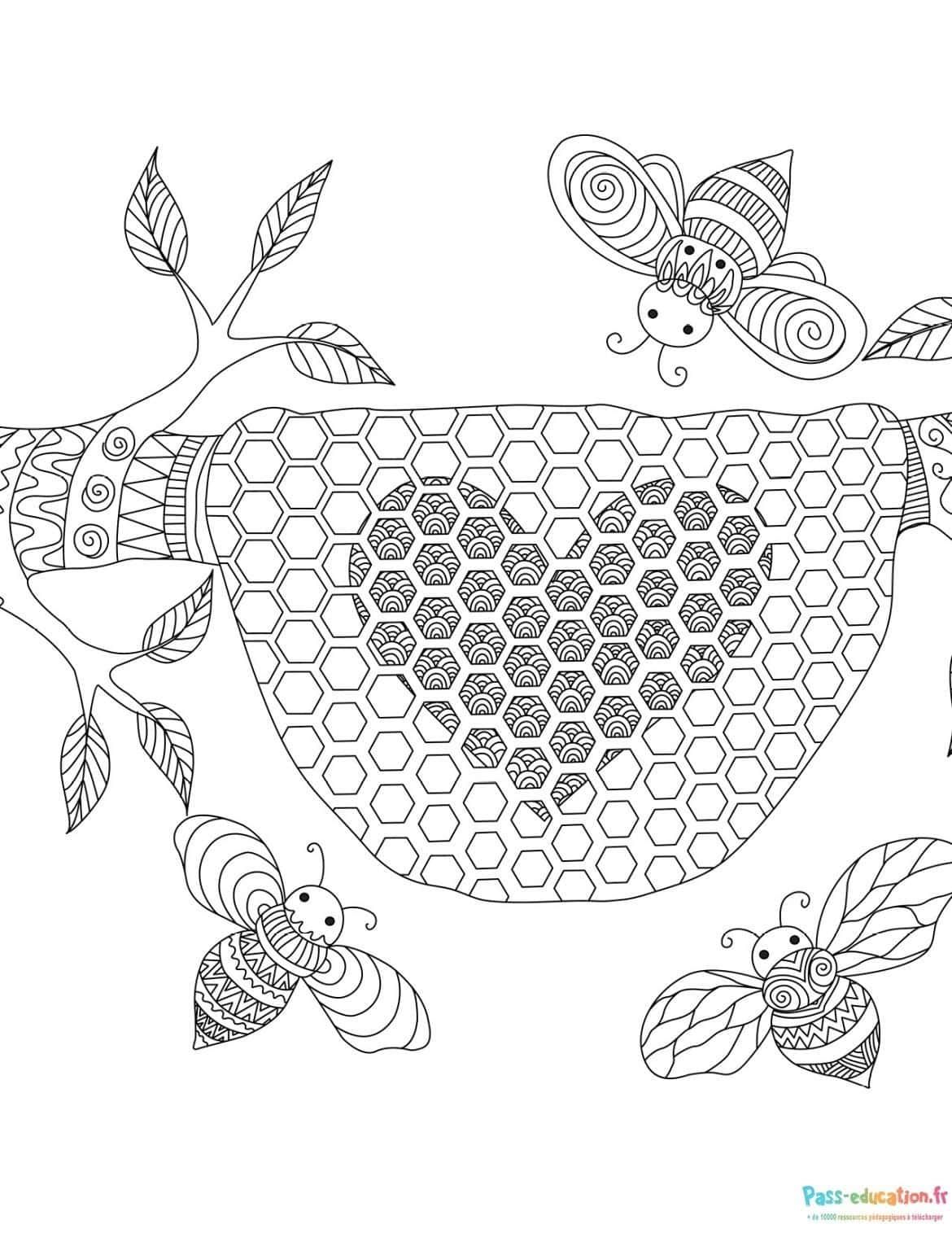 Coloriage Abeilles artistiques à imprimer et colorier