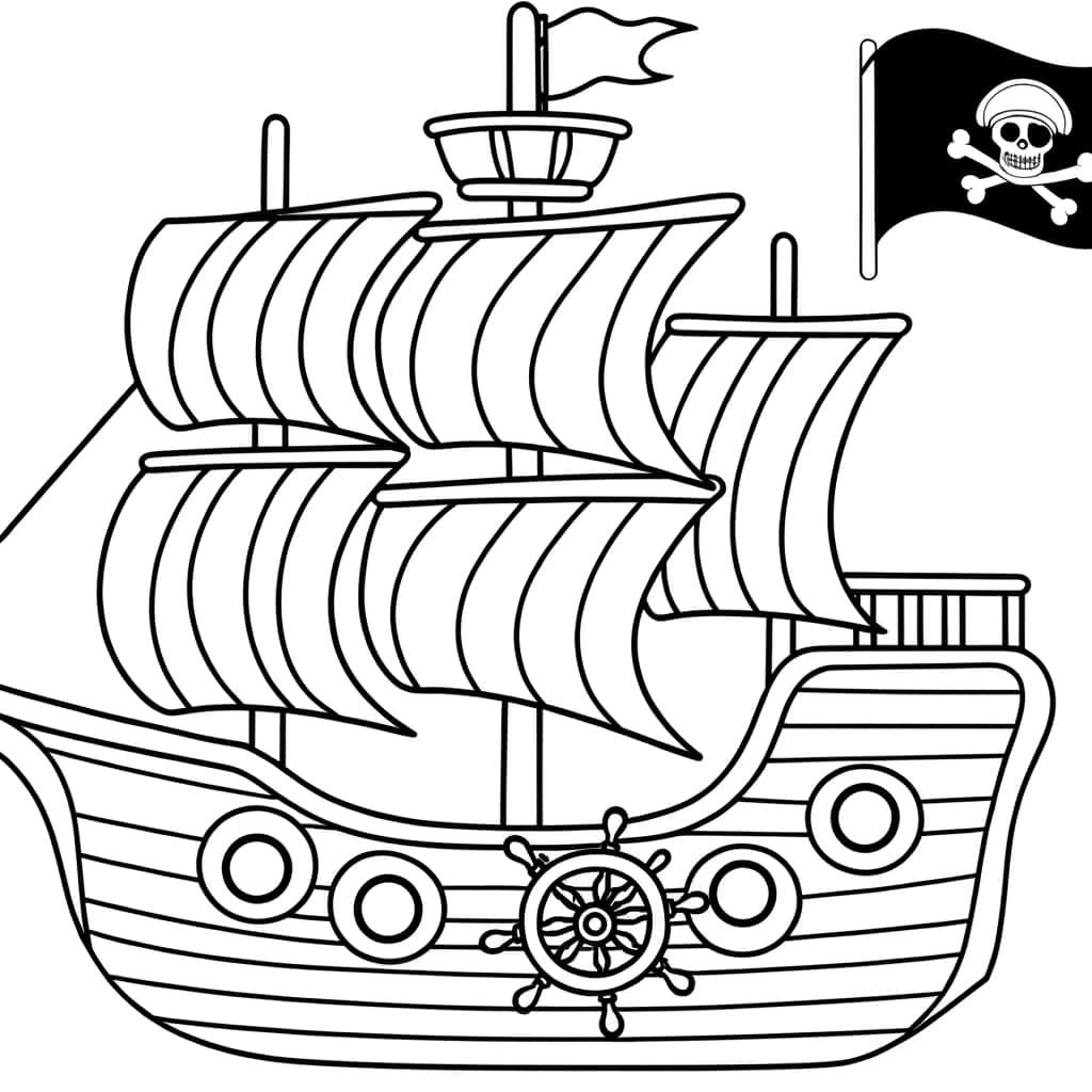 Coloriage Bateau de pirate à imprimer et colorier