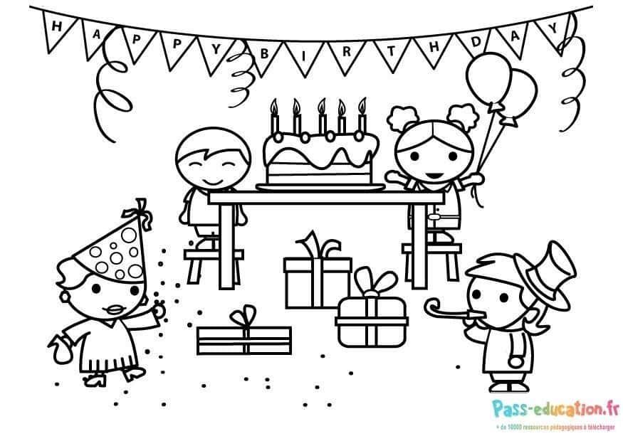 Coloriage Fête d'anniversaire à imprimer et colorier