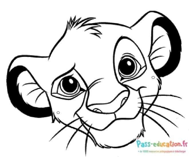 Coloriage Petit lion curieux à imprimer et colorier
