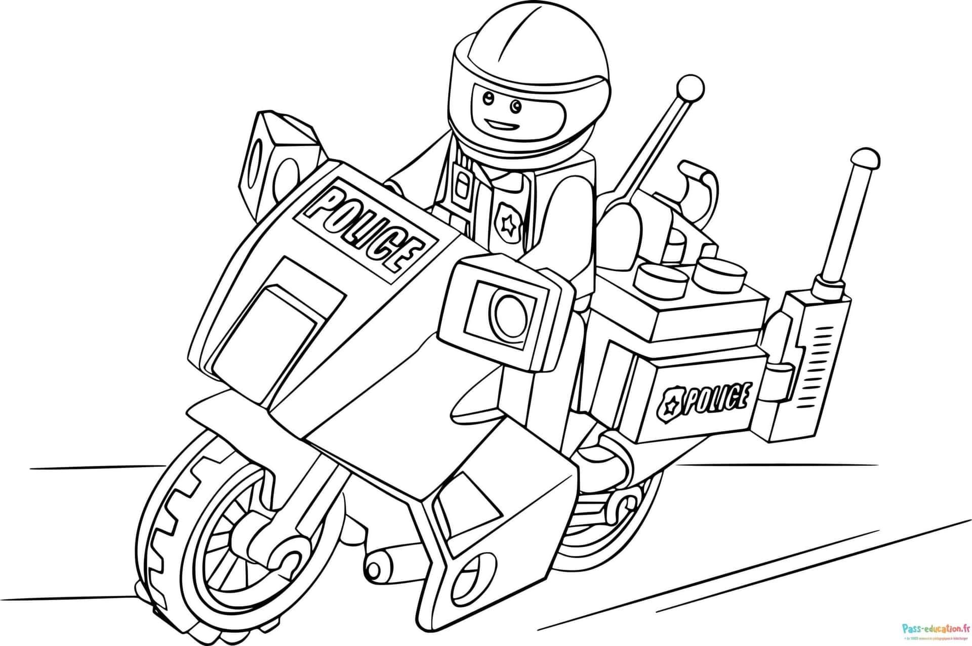 Coloriage Policier Lego à moto à imprimer et colorier