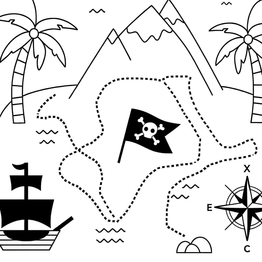 Coloriage Carte au Trésor à imprimer et colorier