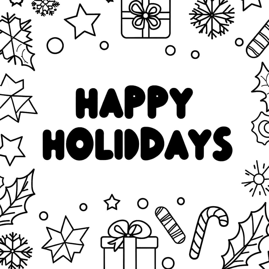 Coloriage Joyeuses Fêtes à imprimer et colorier
