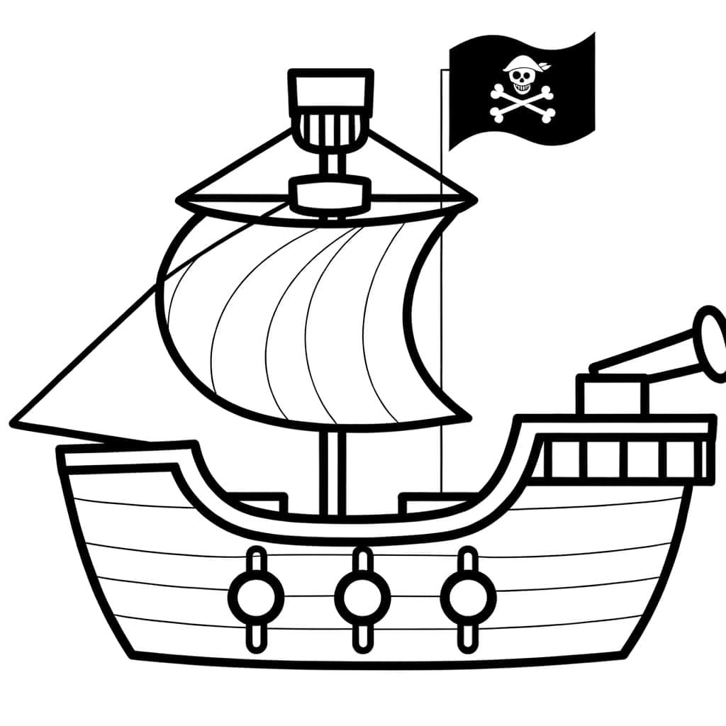 Coloriage Bateau pirate à imprimer et colorier