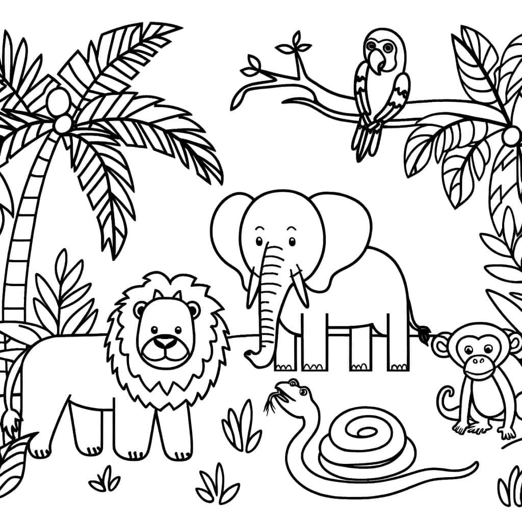 Coloriage Animaux de la jungle à imprimer et colorier