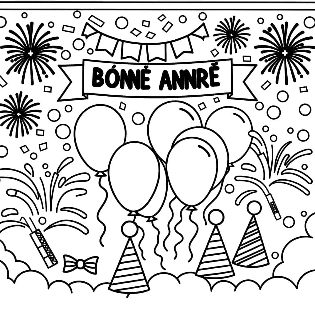 Coloriage Fête de Nouvel An à imprimer et colorier
