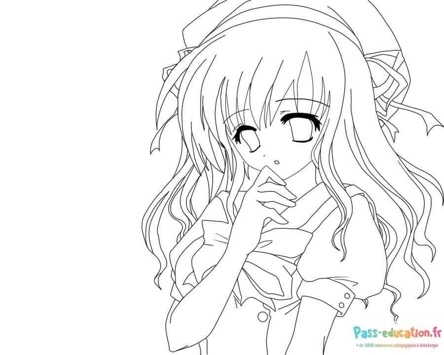 Coloriage Jeune fille manga à imprimer et colorier