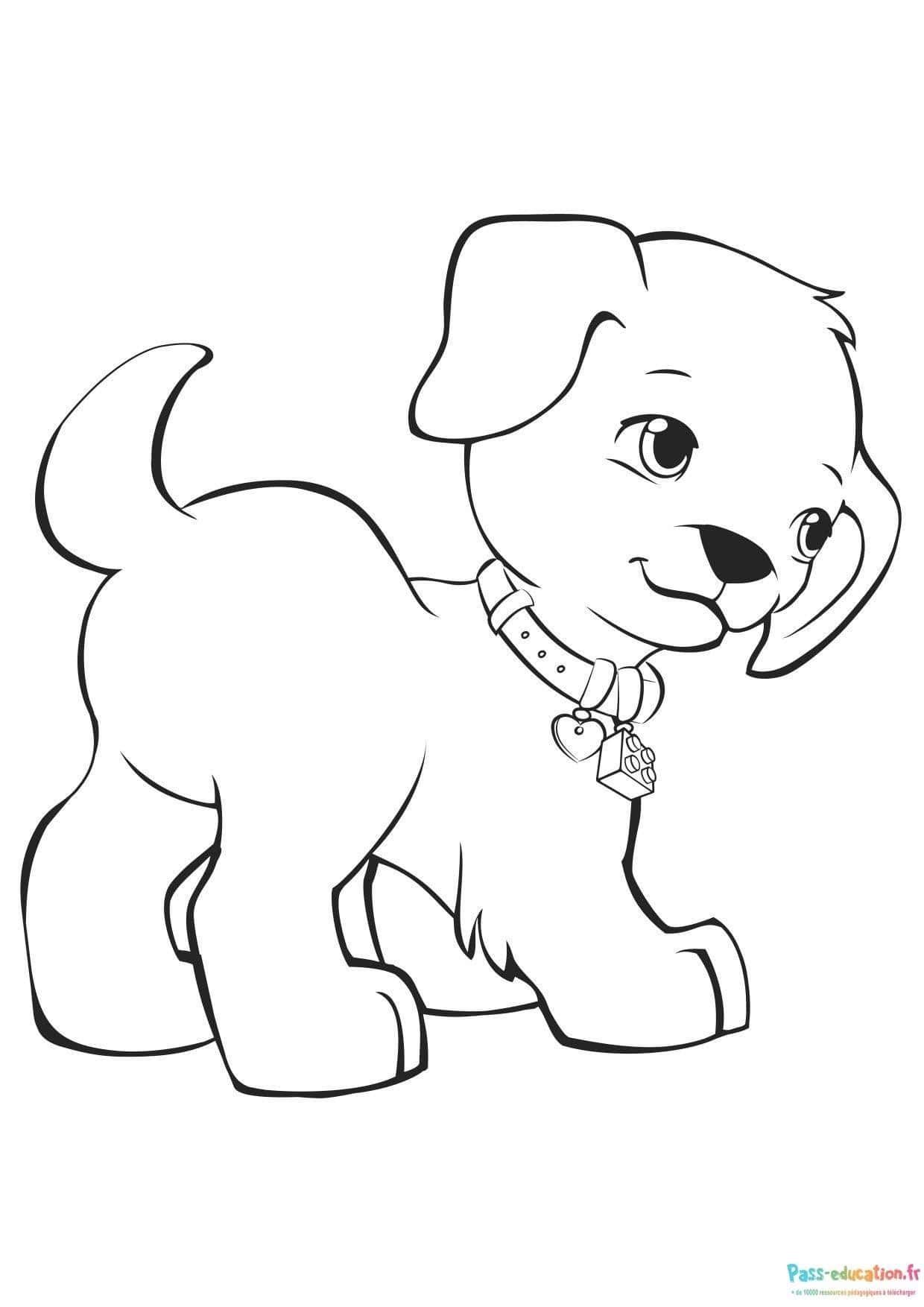 Coloriage Chiot souriant à imprimer et colorier