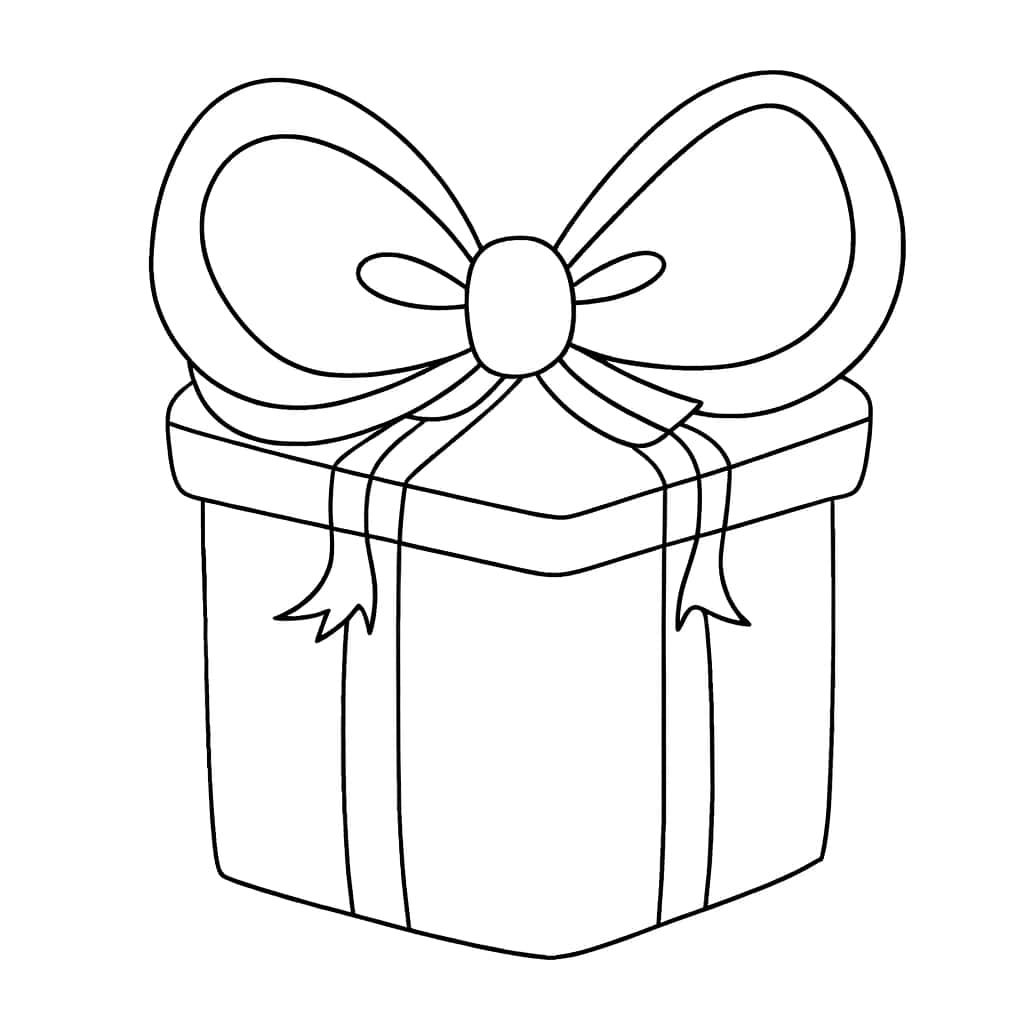 Coloriage Cadeau avec nœud à imprimer et colorier