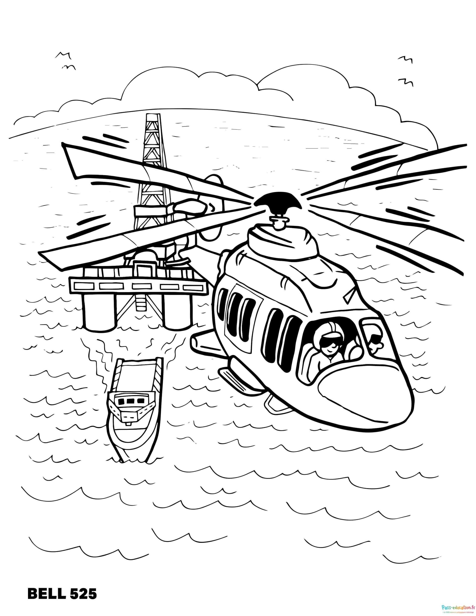 Coloriage Hélicoptère Bell 525 à imprimer et colorier