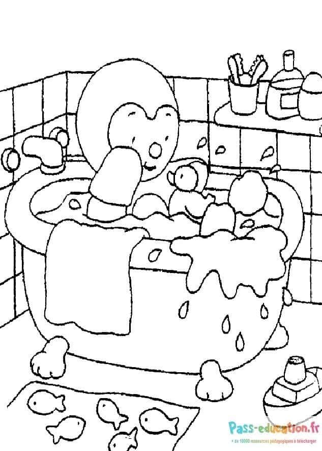 Coloriage Tchoupi prend son bain à imprimer et colorier