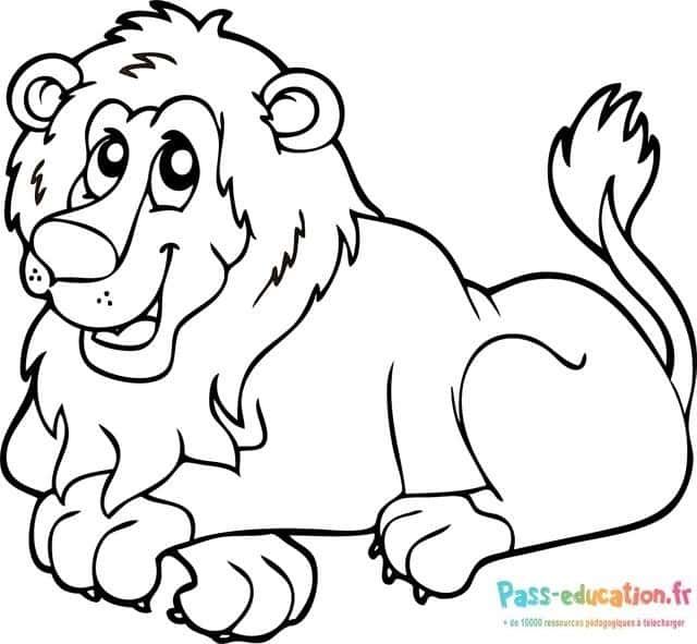 Coloriage Lion souriant à imprimer et colorier