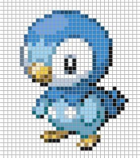 Coloriage Piplup Pixel à imprimer et colorier