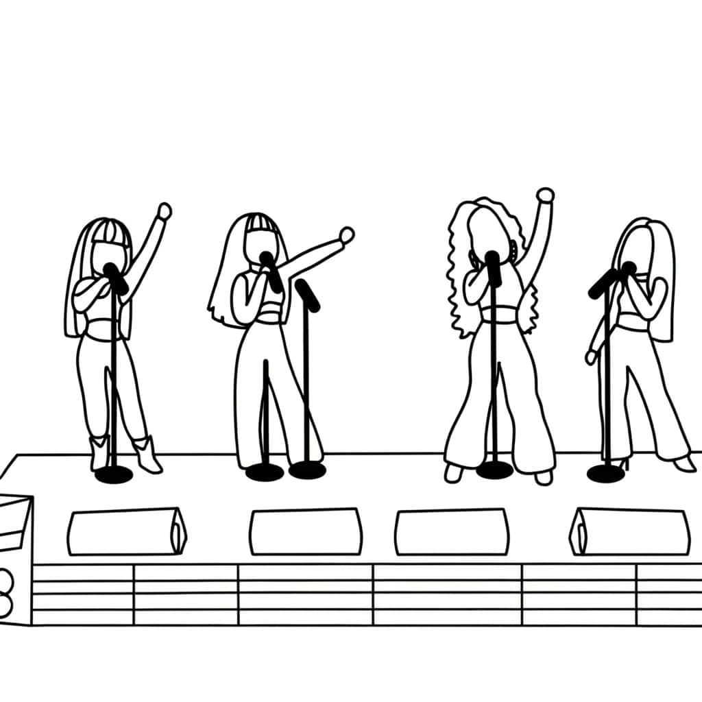 Coloriage Groupe pop féminin à imprimer et colorier