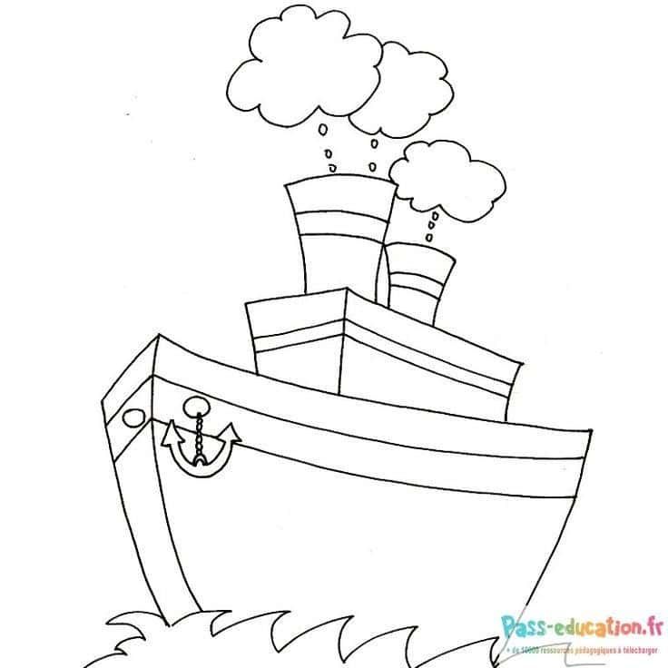 Coloriage Bateau à vapeur à imprimer et colorier