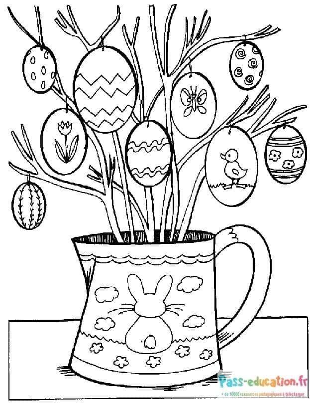 Coloriage Bouquet de Pâques à imprimer et colorier