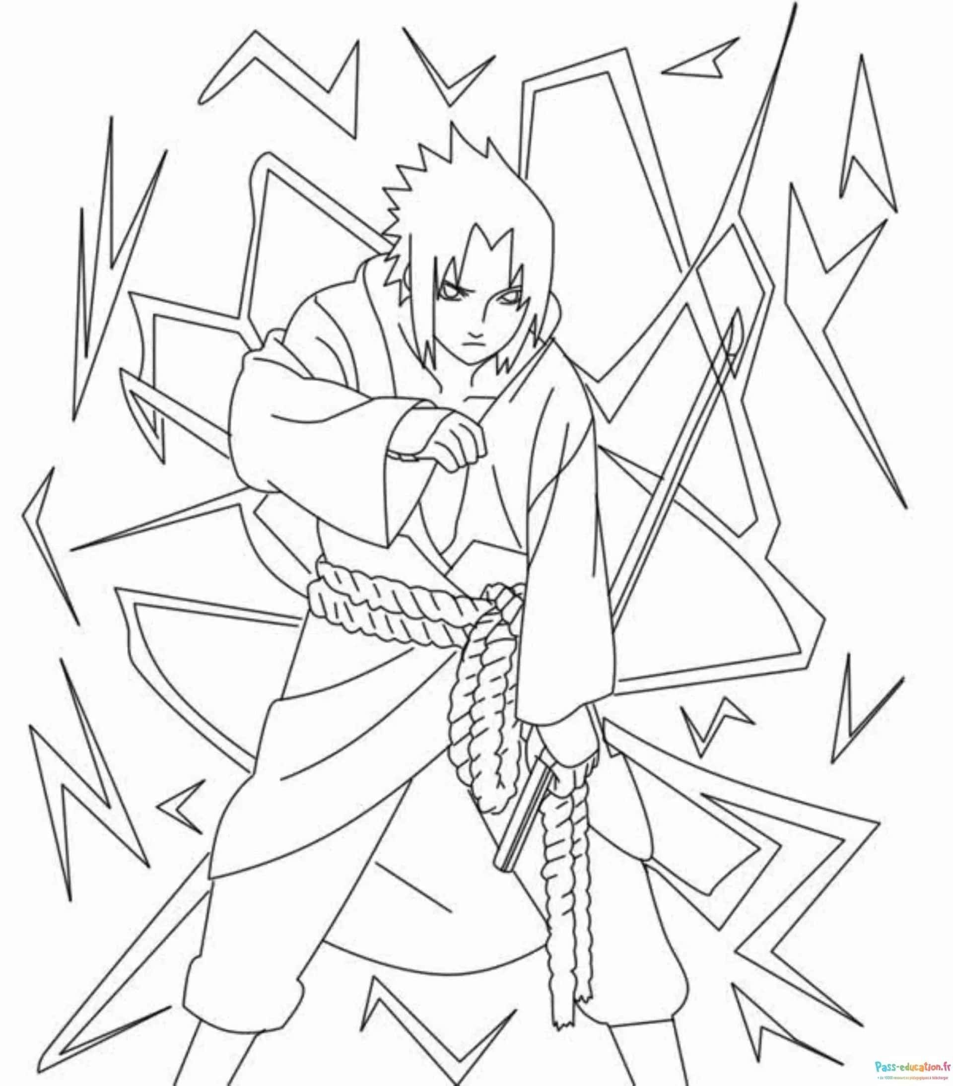 Coloriage Sasuke prêt au combat à imprimer et colorier
