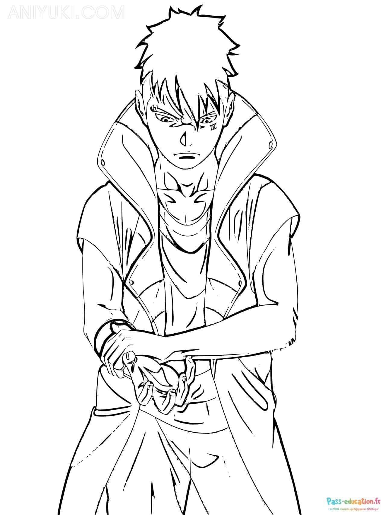 Coloriage Naruto enchaîné à imprimer et colorier