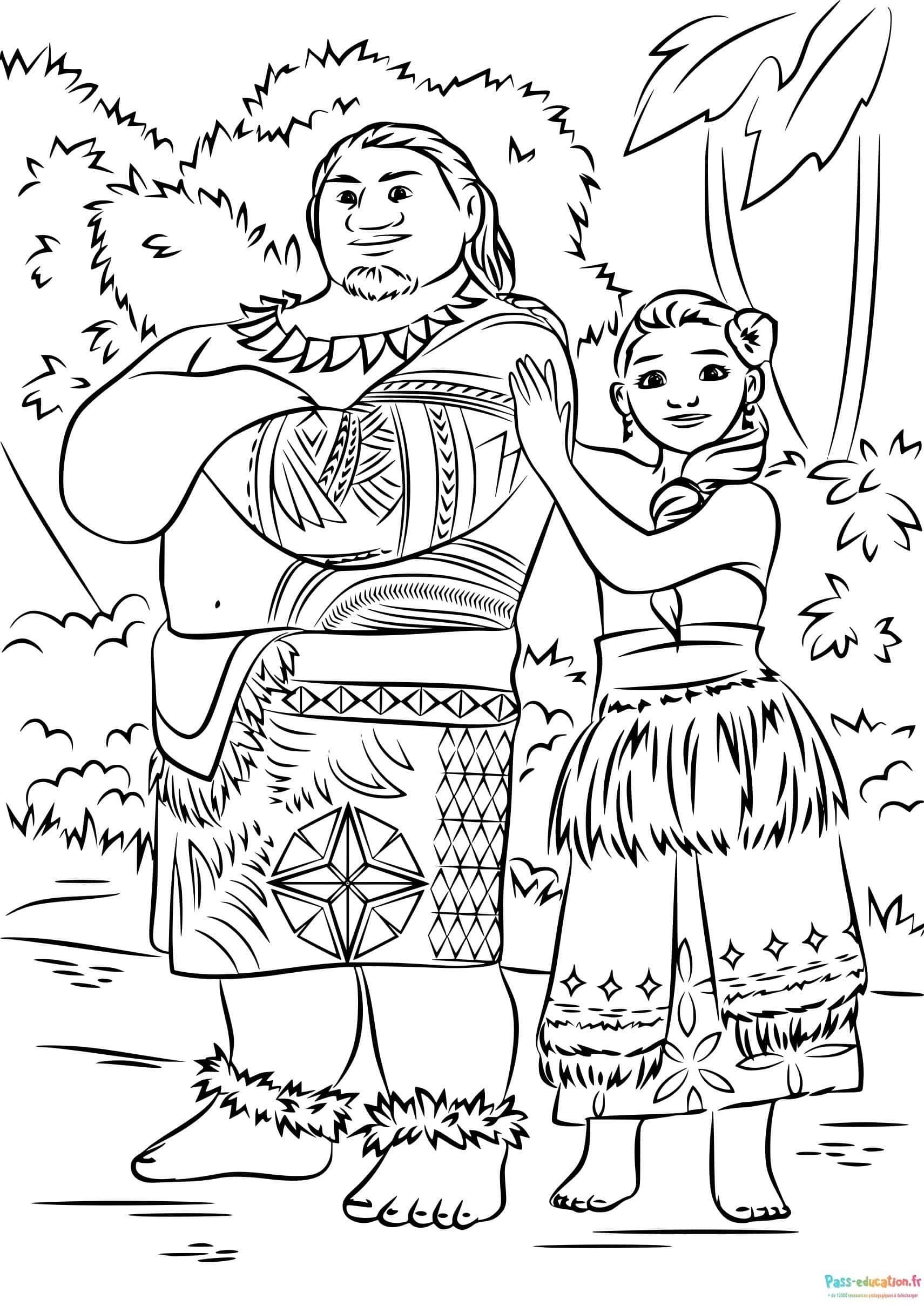 Coloriage Duo polynésien à imprimer et colorier