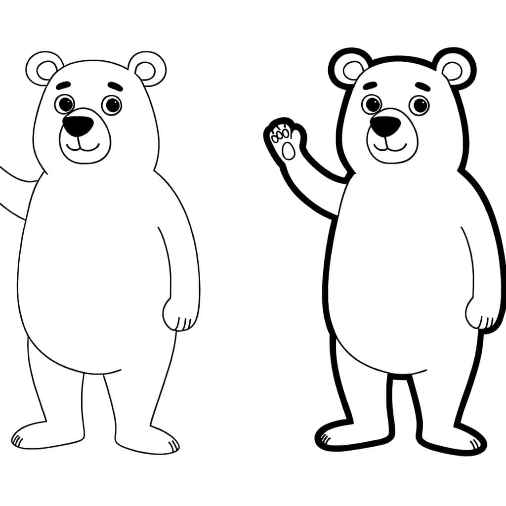 Coloriage Ours blancs souriants à imprimer et colorier