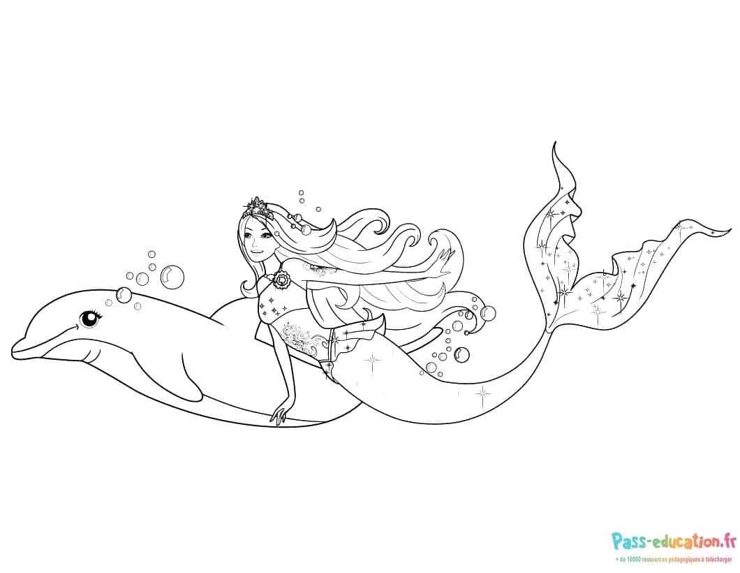 Coloriage Sirène joyeuse à imprimer et colorier
