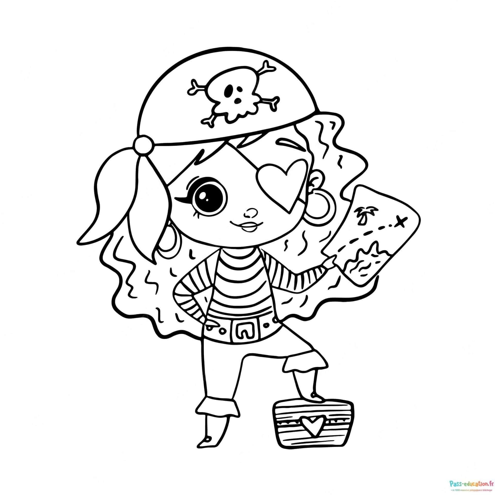 Coloriage Pirate fille à imprimer et colorier