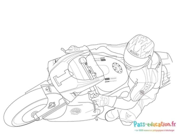 Coloriage Motard sur moto à imprimer et colorier