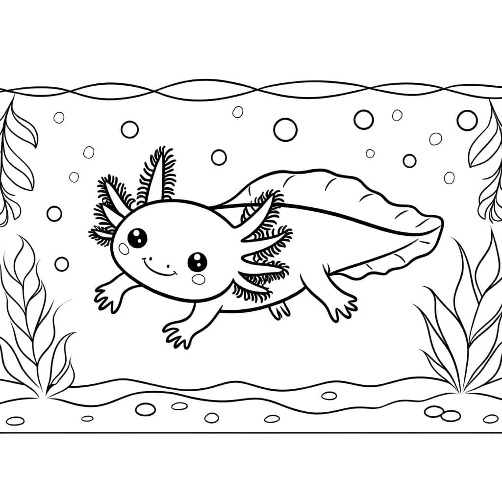 Coloriage Axolotl aquatique à imprimer et colorier
