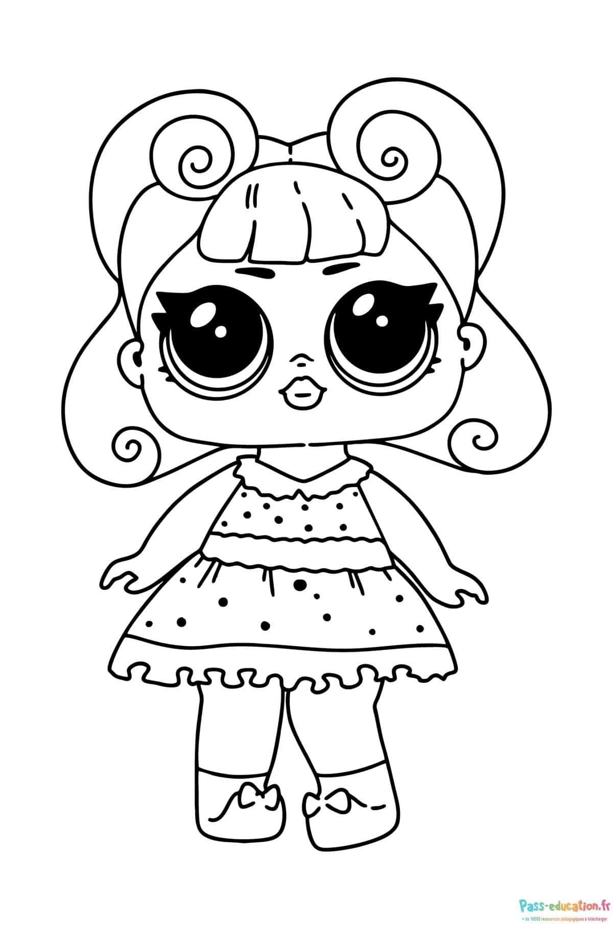 Coloriage Poupée à boucles à imprimer et colorier