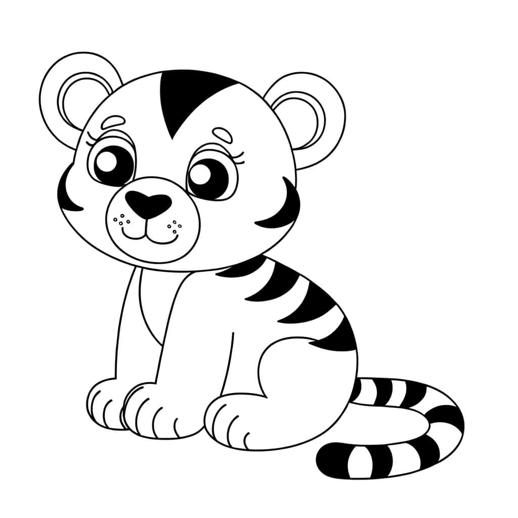 Coloriage Bébé tigre à imprimer et colorier